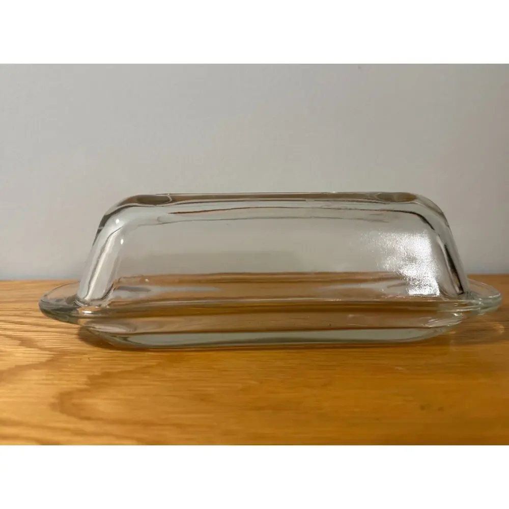 Clear Glass Butter Dish with Lid Rectangular Covered Butter Keeper